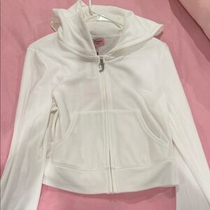 Juicy Couture White Hooded Zip-Up Sweatshirt